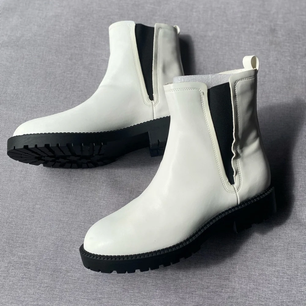 ZBY Women's Lug Sole Platform Ankle Boots Chelsea Size 10